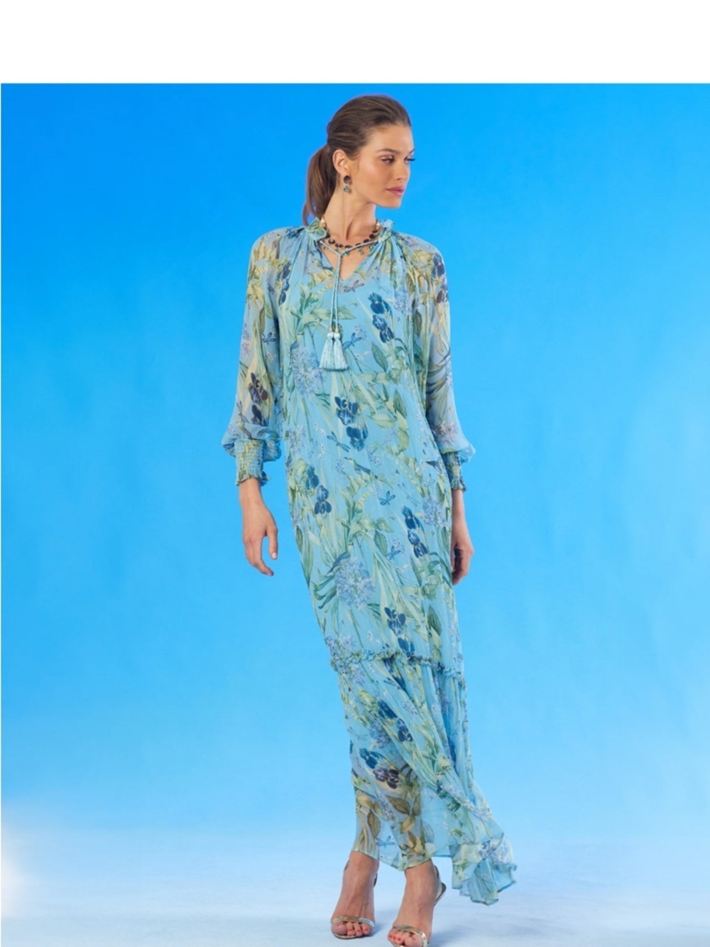Nicoblu Celine Maxi Crinkle Chiffon Dress